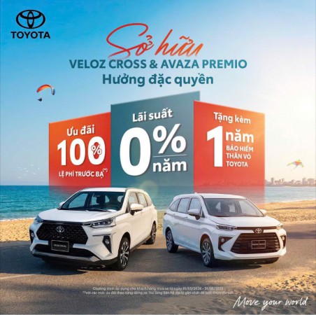 SỞ HỮU VELOZ CROSS & AVAZA PREMIO - HỖ TRỢ 100% PHÍ TRƯỚC BẠ