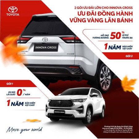 2 GÓI ƯU ĐÃI LỚN CHO INNOVA CROSS: ƯU ĐÃI ĐỒNG HÀNH, VỮNG VÀNG LĂN BÁNH