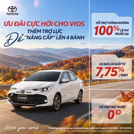 THÊM TRỢ LỰC ĐỂ “NÂNG CẤP” LÊN 4 BÁNH VỚI ƯU ĐÃI CỰC HỜI CHO VIOS