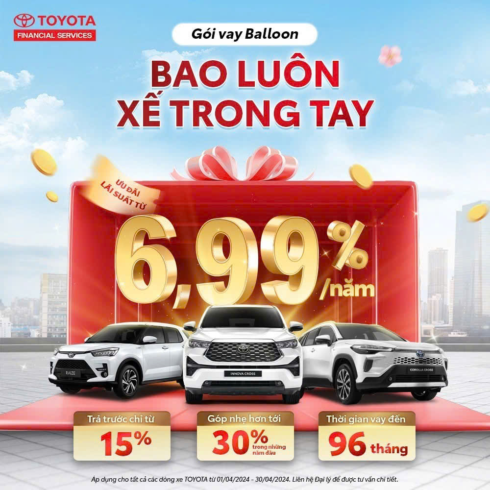 SỞ HỮU TOYOTA DỄ DÀNG HƠN BAO GIỜ HẾT – GÓI VAY BALLOON ƯU ĐÃI