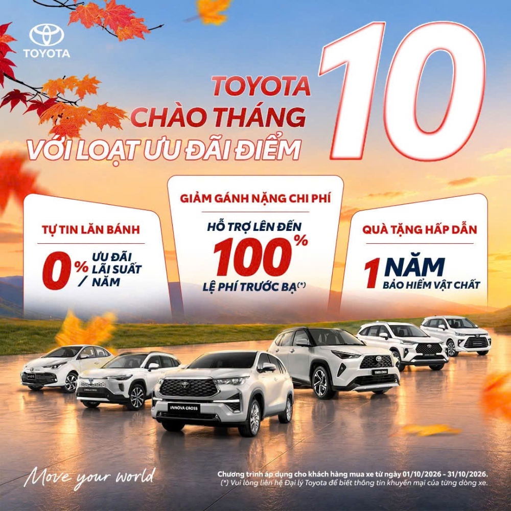 TOYOTA CHÀO THÁNG 10 BẰNG LOẠT ƯU ĐÃI HẤP DẪN